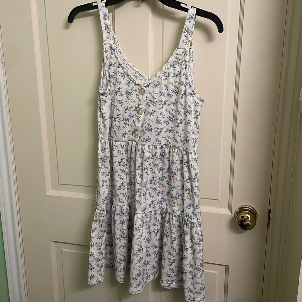 White Flowers Flow Dress